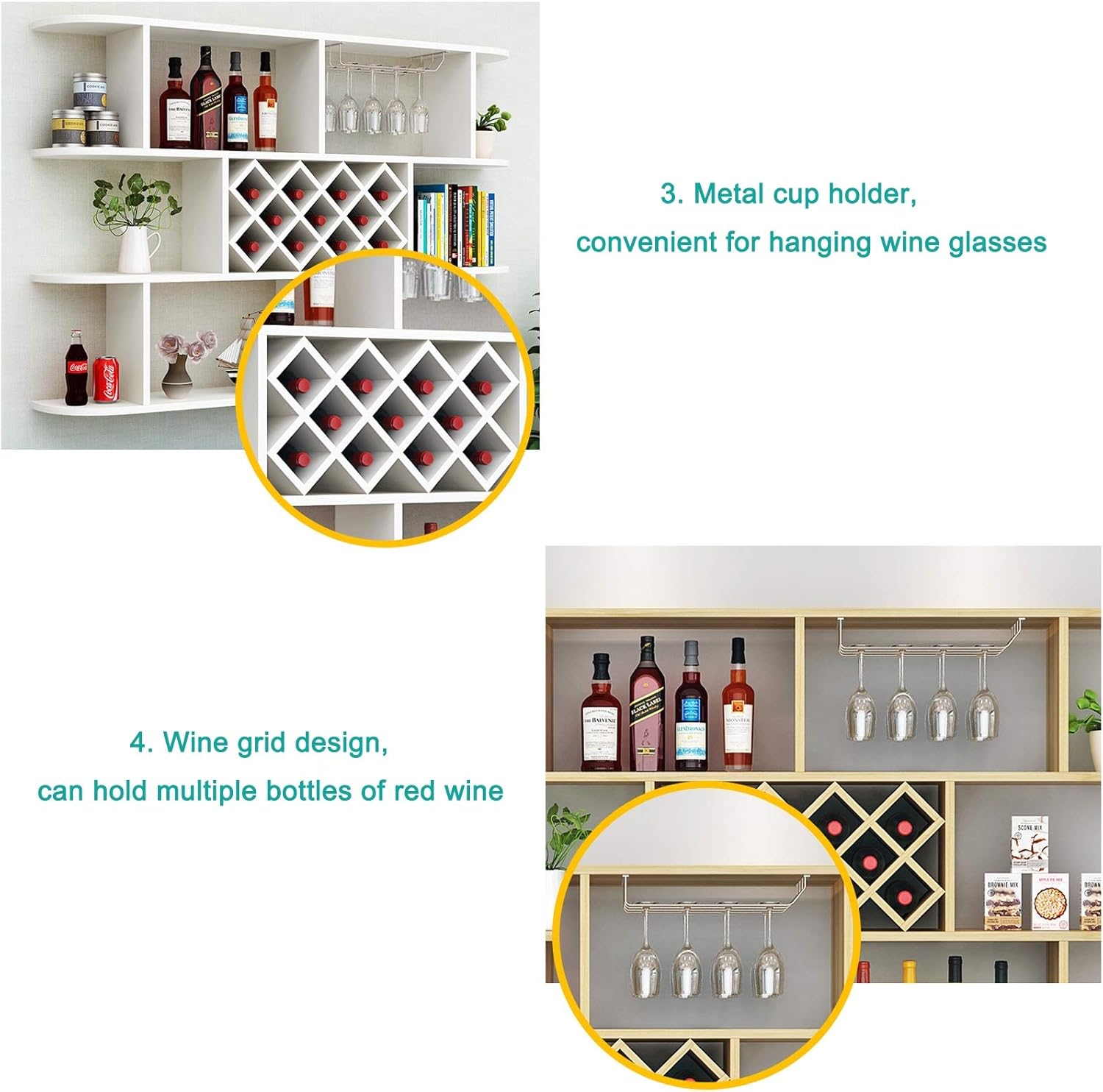 ZJDYDY Wall-Mounted Wine Rack - 3 Layer Wooden Storage Shelves
