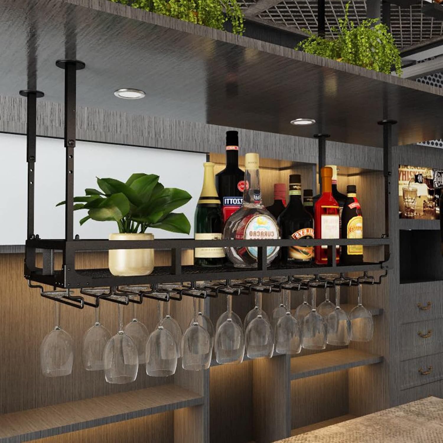 Ceiling Wine Glass Rack with Adjustable Height