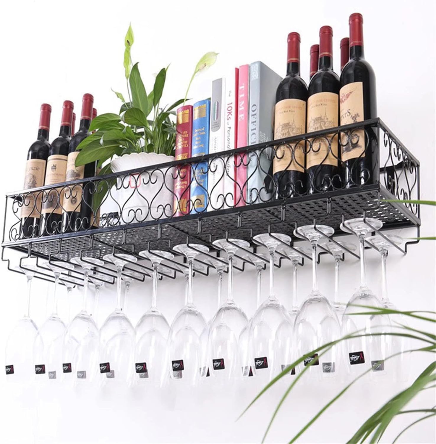 LUNEZY Wine Racks Wall Holder Metal Black