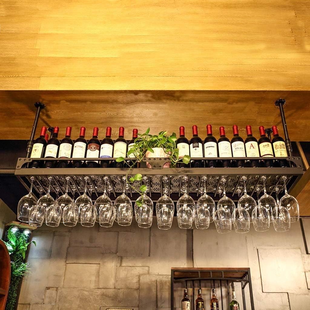 Adjustable Height Black Wine Rack Wall Holder