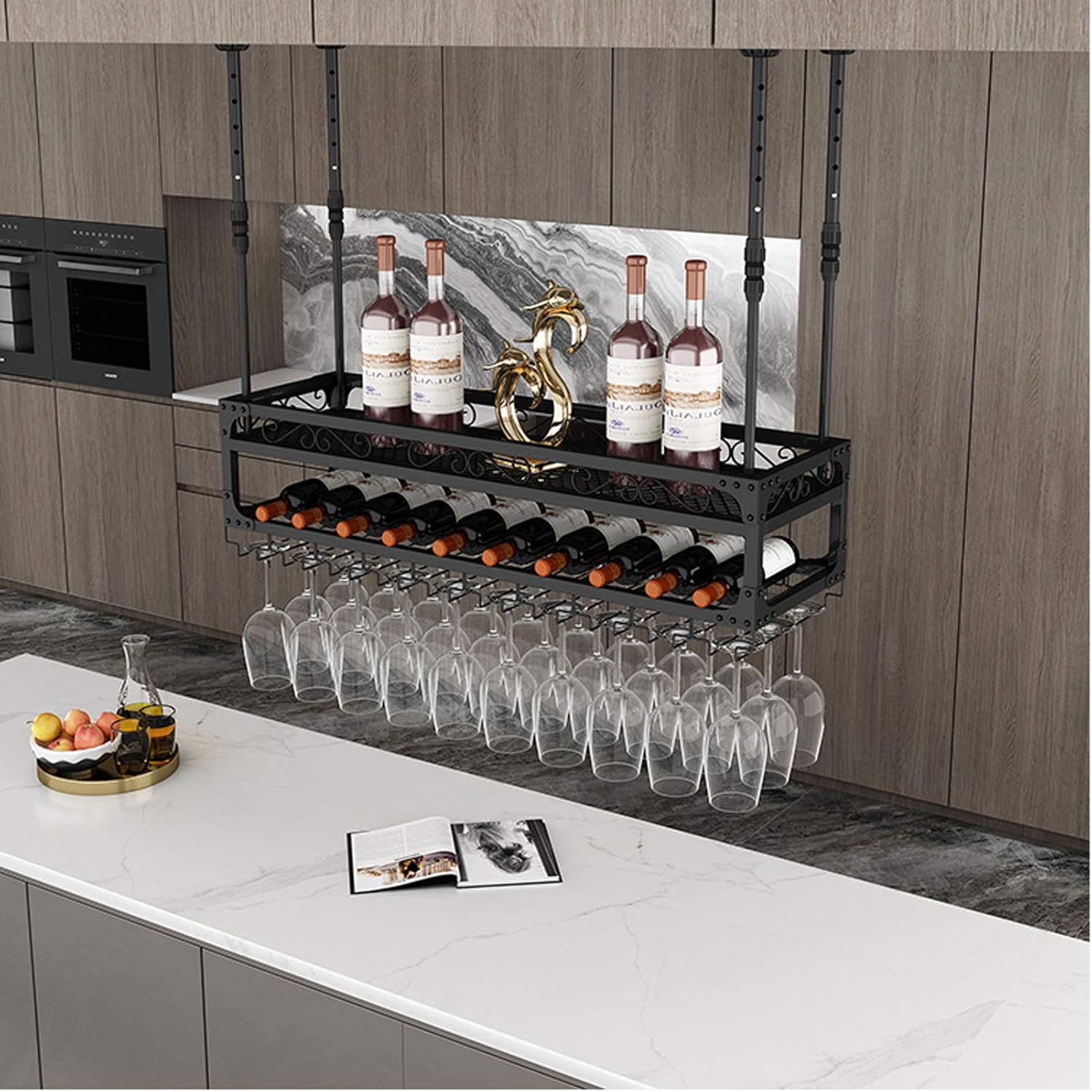 Adjustable 2-Layer Wall-Mounted Wine Rack Holder