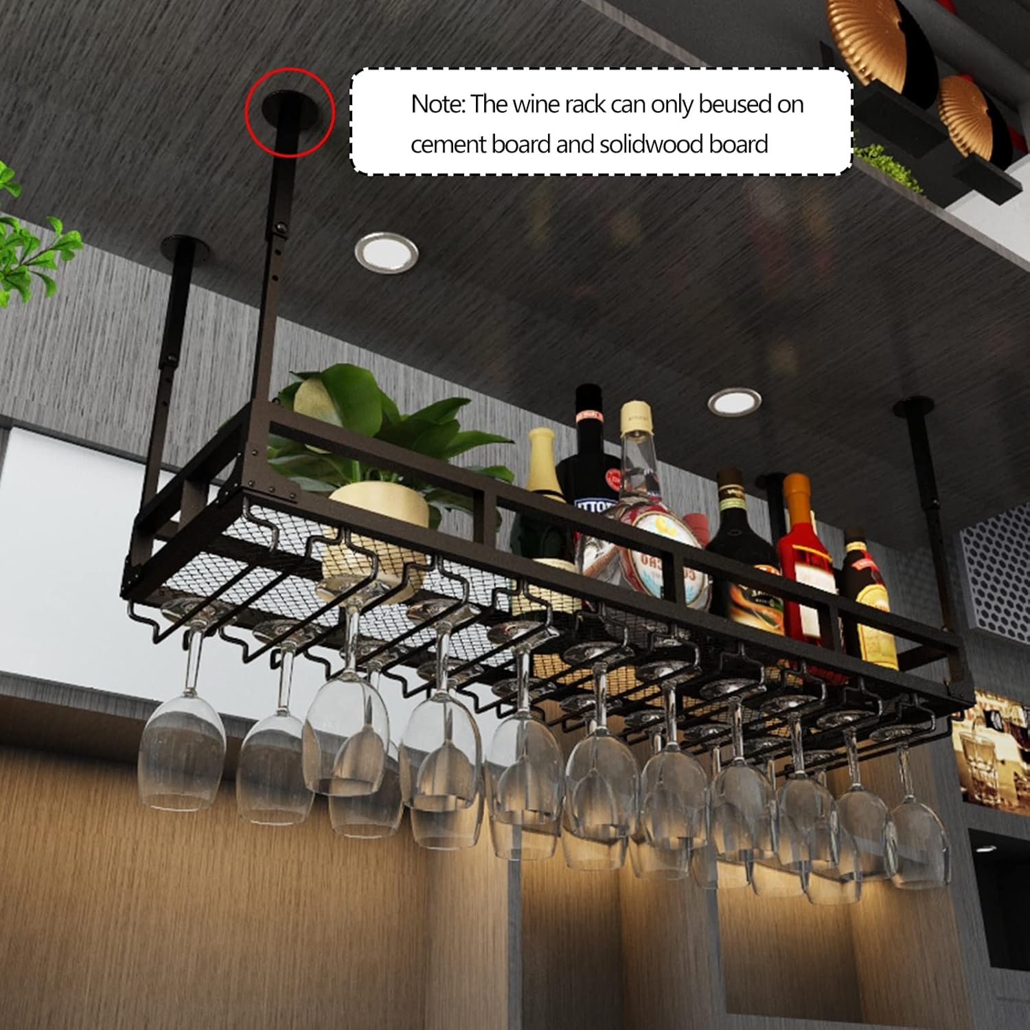 Ceiling Wine Glass Rack with Adjustable Height