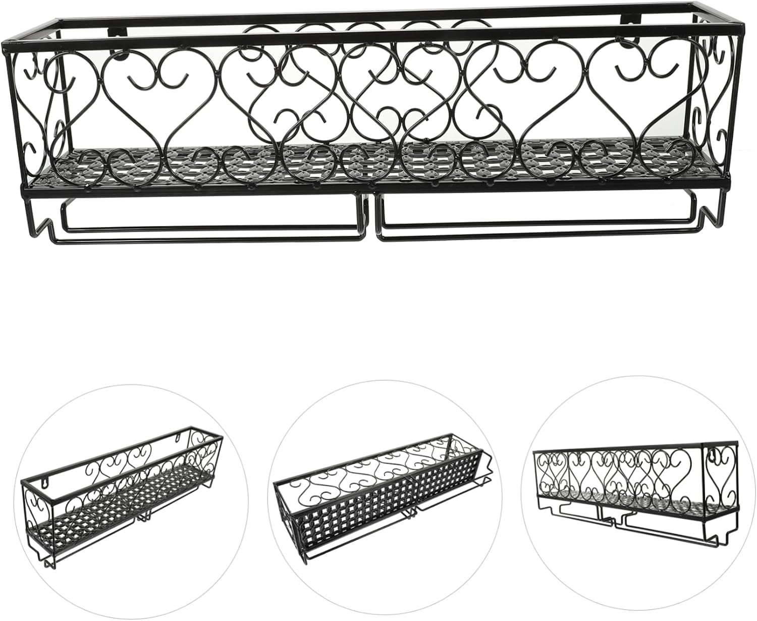 Ciieeo Wall Mounted Wine Rack with Goblet Holder 50cm Black Iron Design