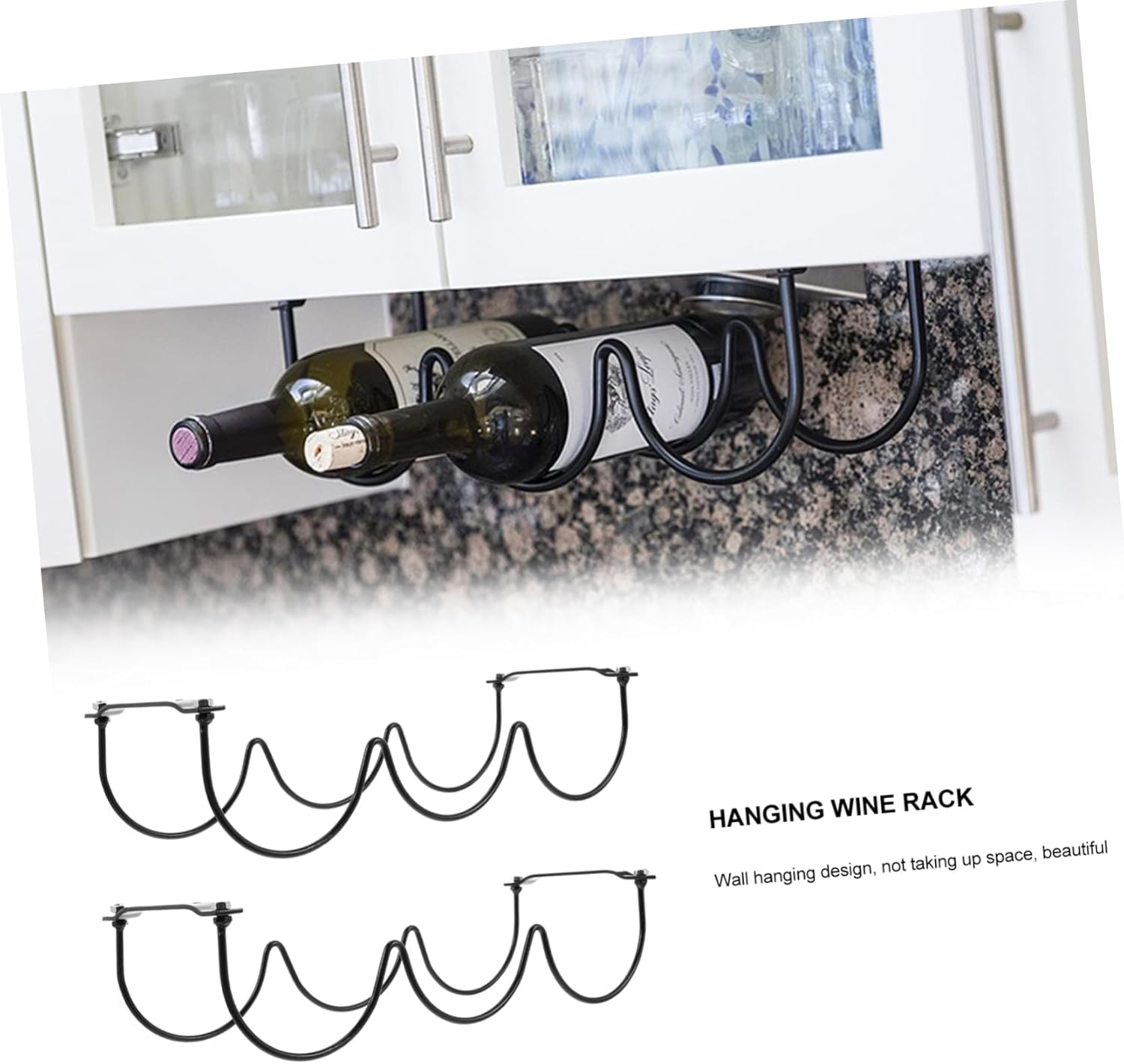 Zerodeko 2pcs Black Wrought Iron Wine Rack Wall Mount Sturdy Display Holder