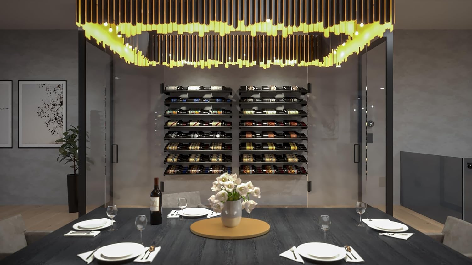 Ultra Wine Racks Showcase Cascading Row - Black Metal
