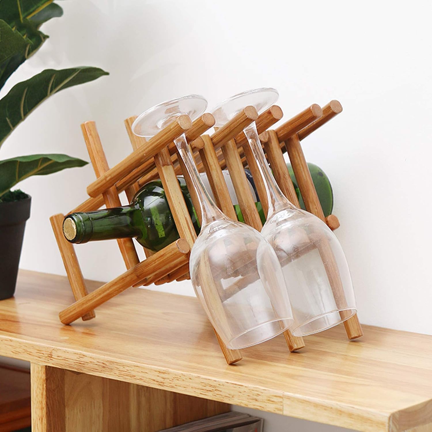 Home Wine Rack Organizer with Glass Holder