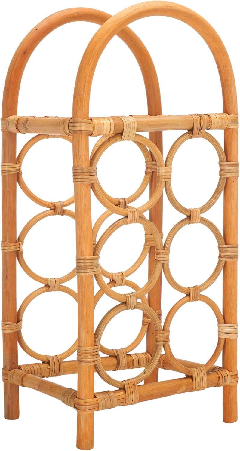 SAFAVIEH Lyza Coastal Boho Rattan Wine Rack