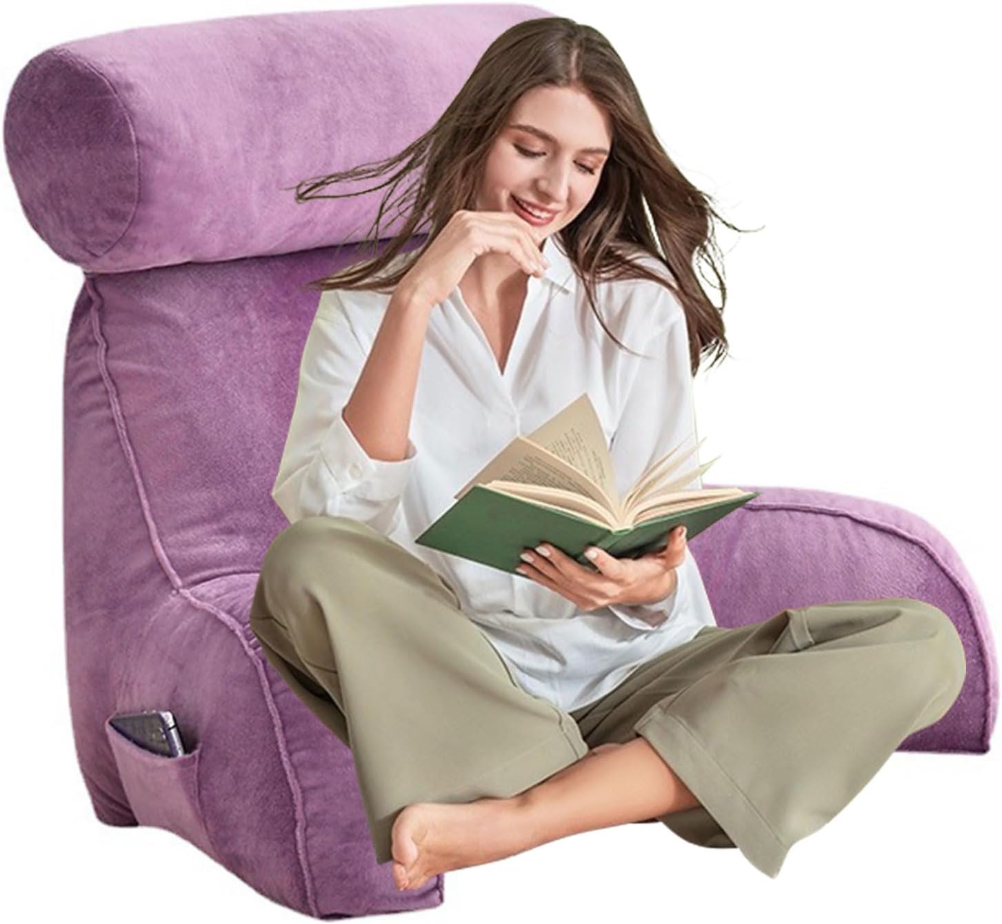 Comfort Reading Pillow with Neck Support Purple