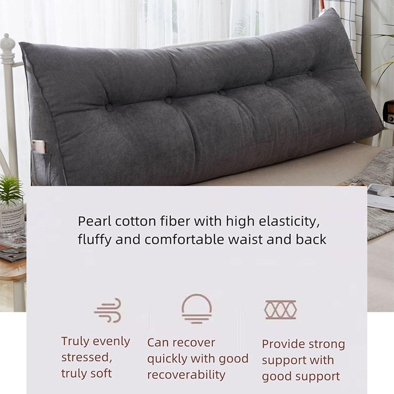 Dark Green Headboard Pillow with Removable Cover