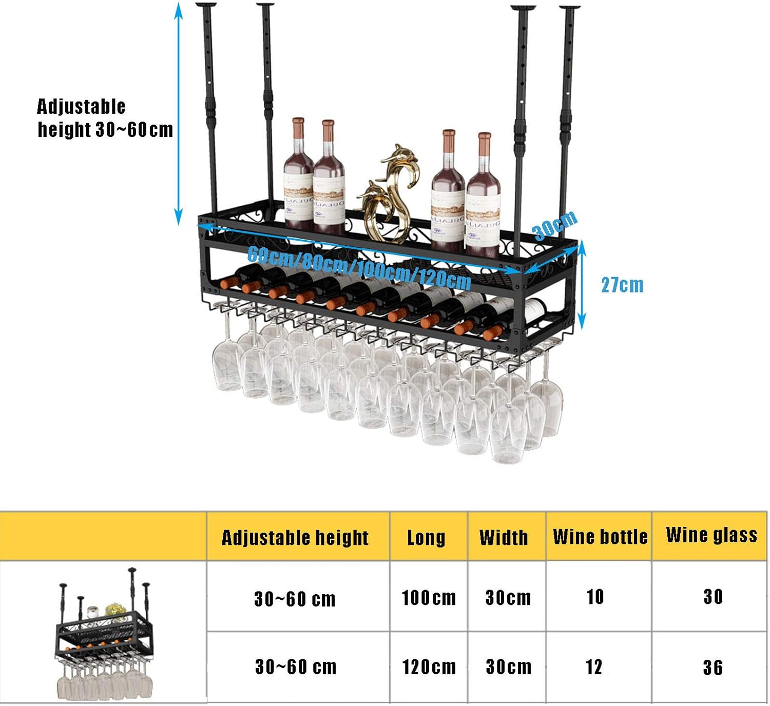 Adjustable 2-Layer Wall-Mounted Wine Rack Holder