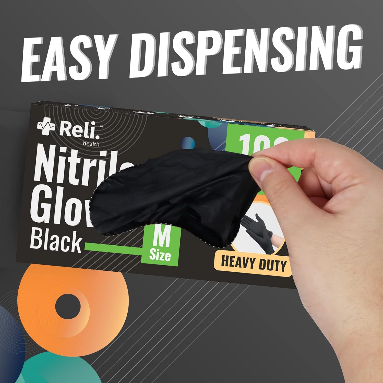 Reli Black Nitrile Gloves Medium 500 Pack