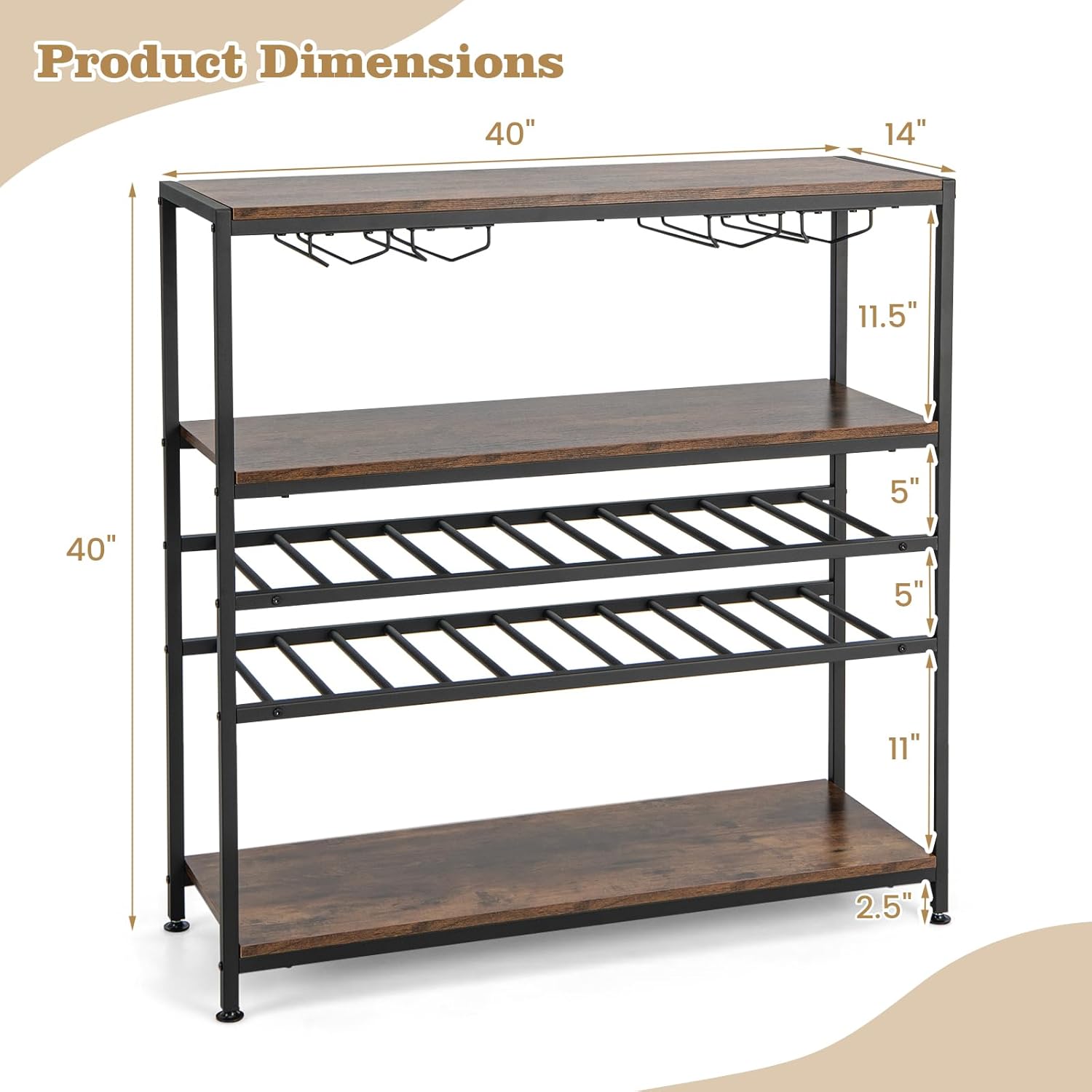 LOKO 5-Tier Industrial Wine Rack Cabinet