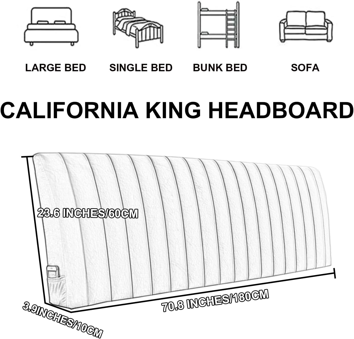 ZZYK Gray 10 Headboard Pillow with Removable Cover