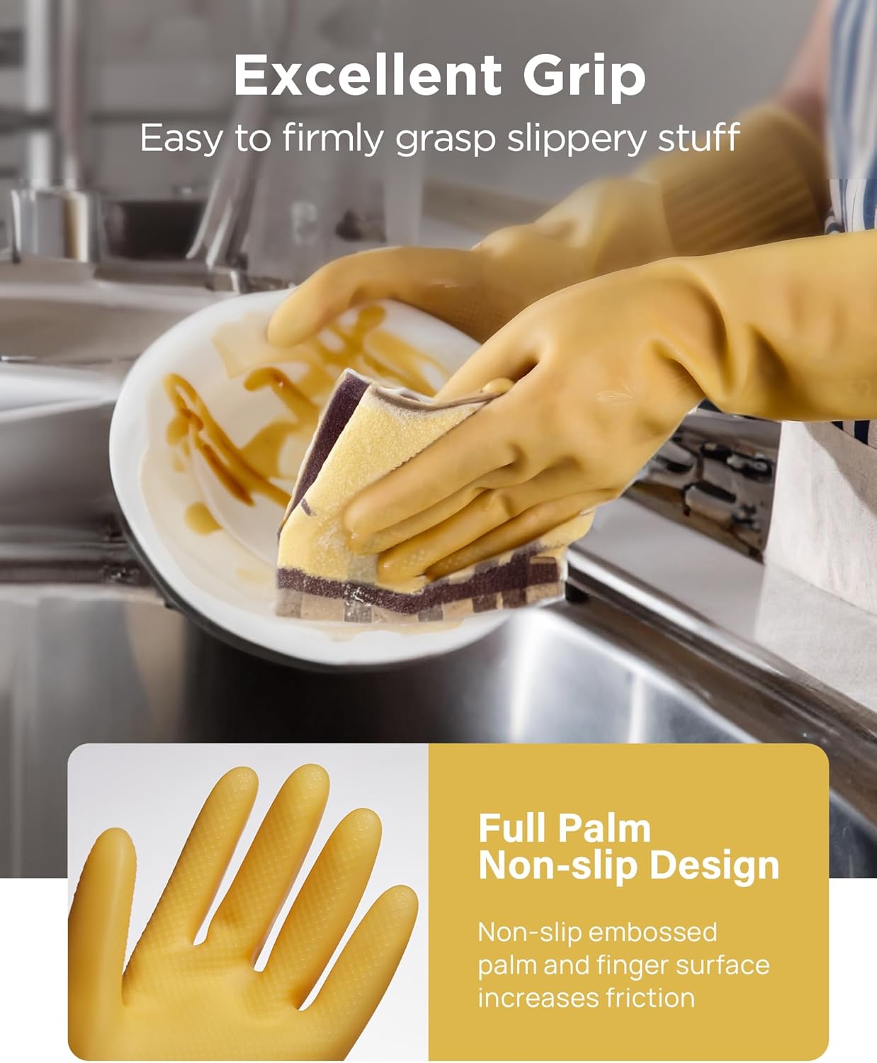 FCTTD Reusable Rubber Dishwashing Gloves 3 or 6 Pairs 1