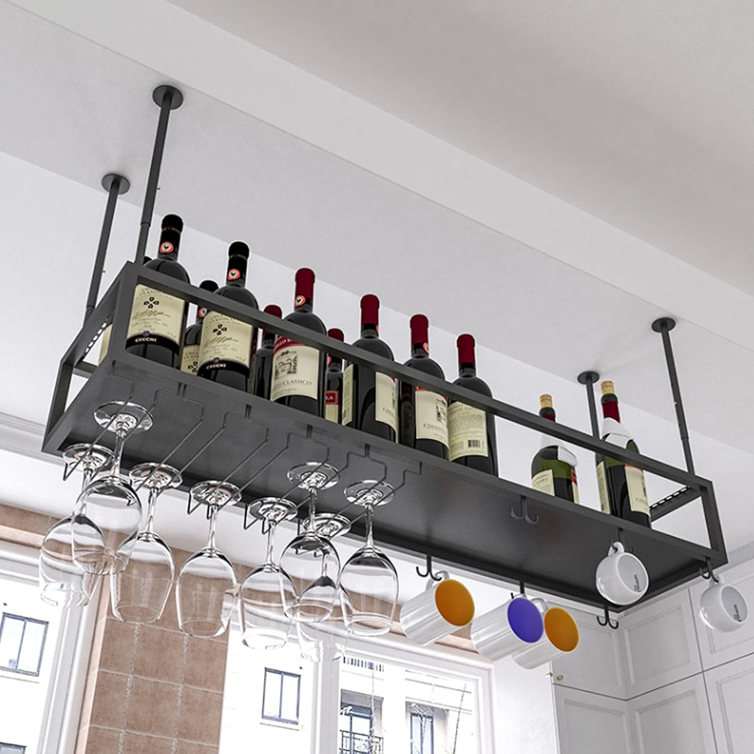 ZJDYDY Wall-Mounted Wine Rack with Adjustable Height and 1-Layer Shelf