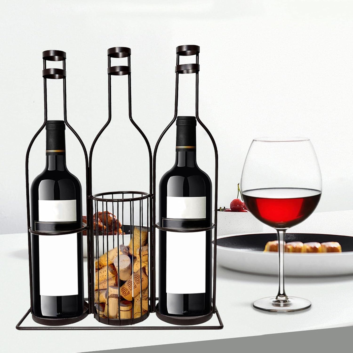 Duiaynke Wrought Iron Wine Rack with 3 Grids