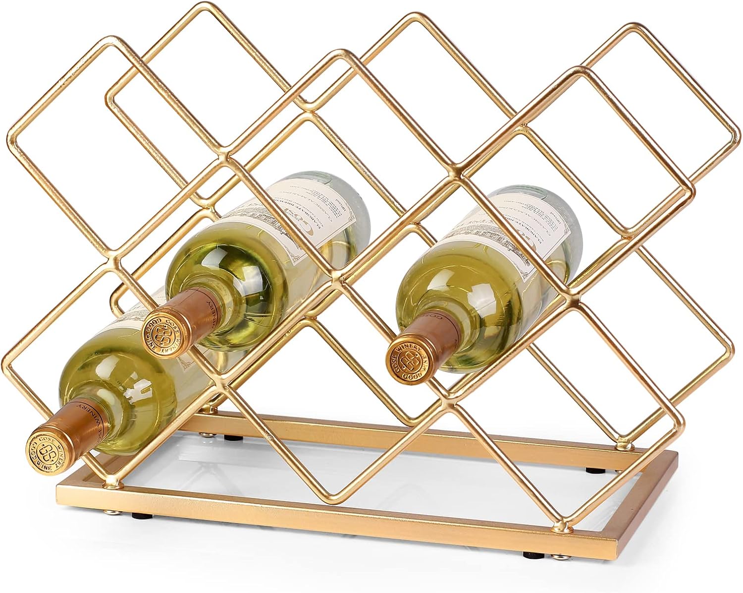 Drincarier Modern Gold Wine Rack for 10 Bottles
