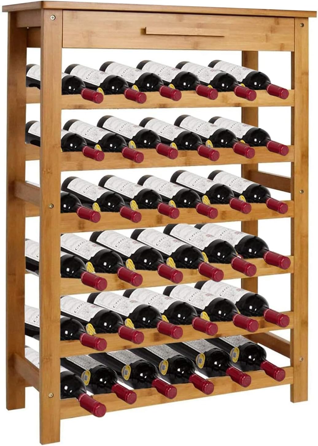 Kinfant Freestanding Bamboo Wine Rack with Drawer