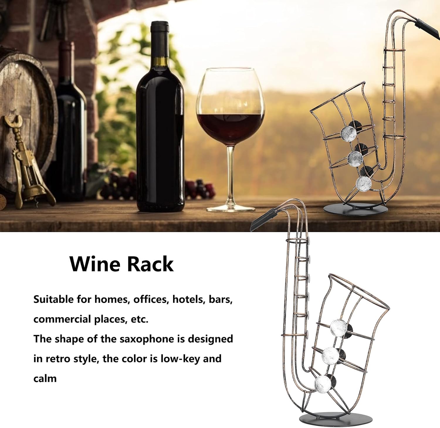 XPSSJMU Tabletop Wine Rack Metal Figurine Decor