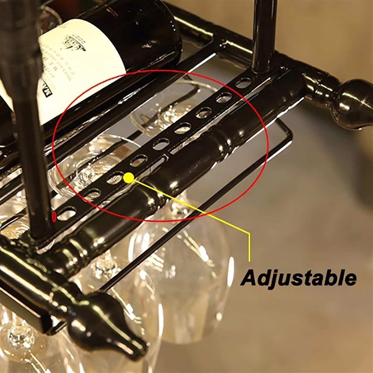 FKRACK Hanging Wine Glass Holder for Ceiling Black