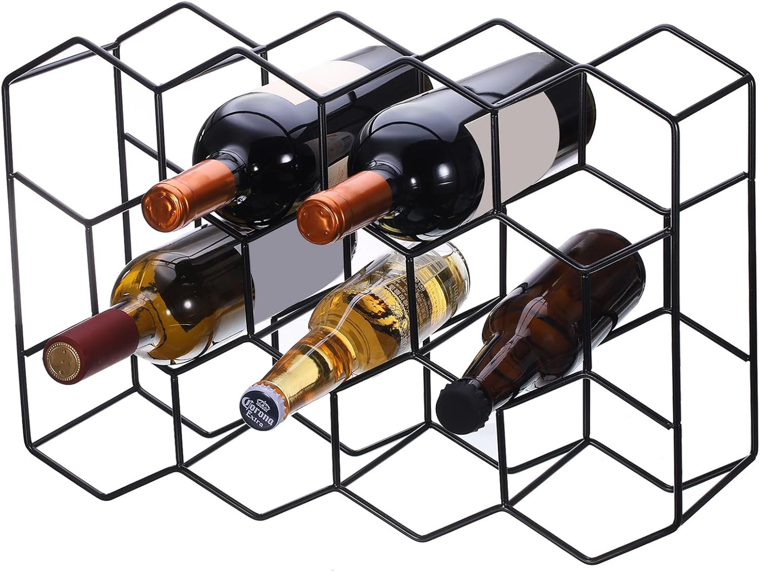 Uxcell 14 Bottle Tabletop Wine Rack in Black