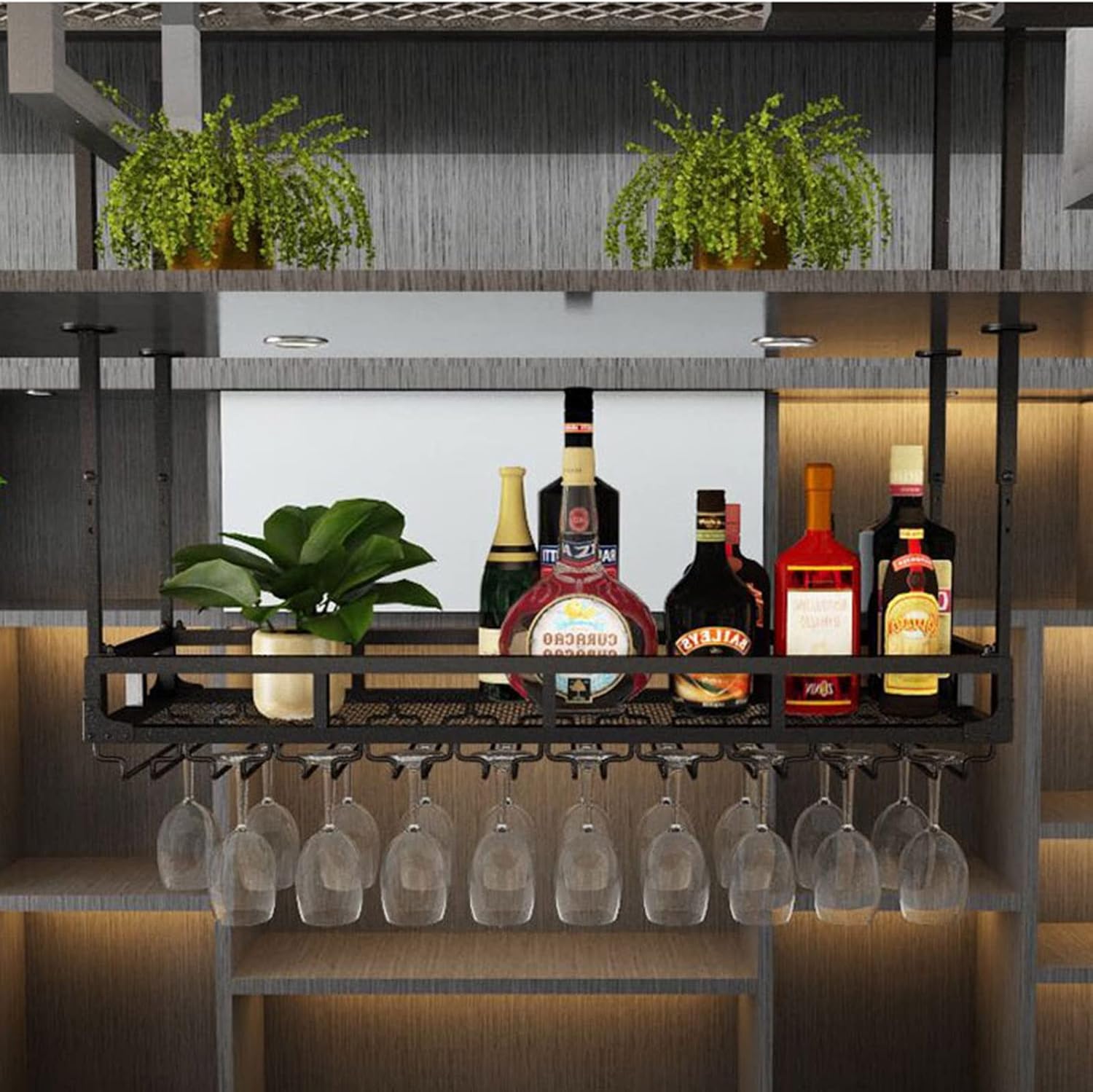 ZJDYDY Hanging Wine Rack - Adjustable Metal Holder for Bars and Kitchens