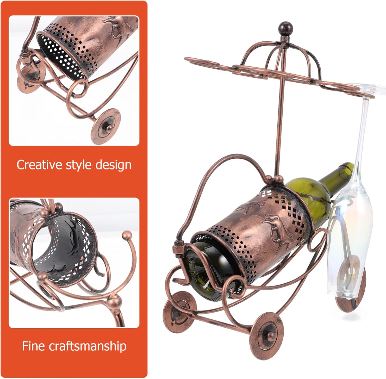 Hemoton Unique Wine Holder Light Brown Desktop Rack