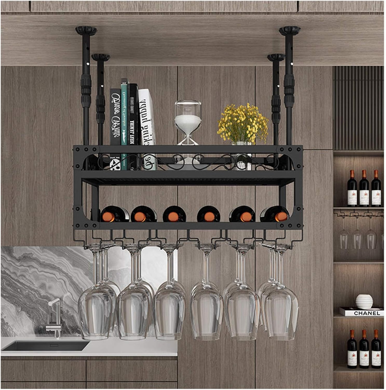 Adjustable 2-Layer Wall-Mounted Wine Rack Holder