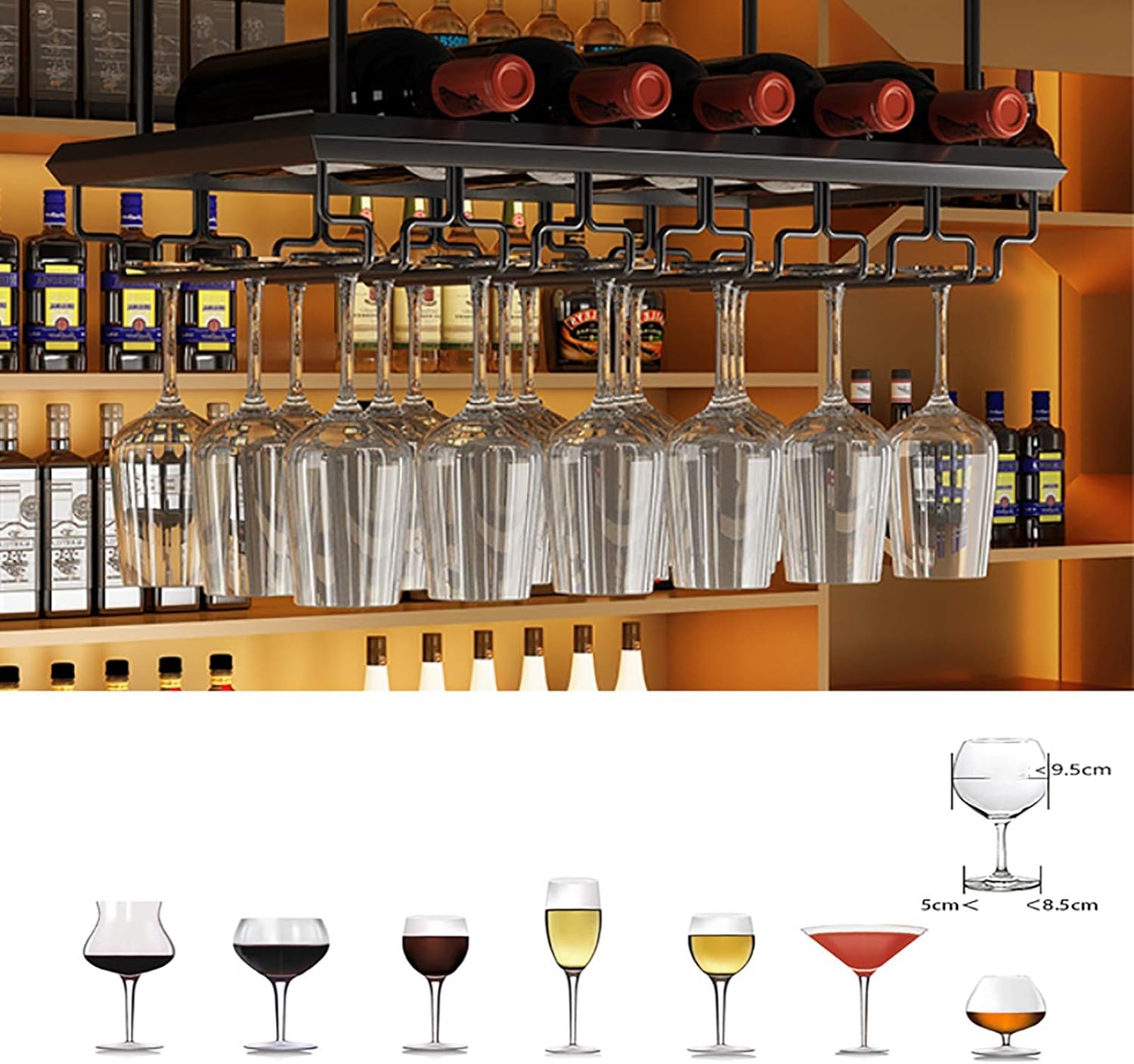 Adjustable Wall-Mounted Wine Rack with Bottle Holder
