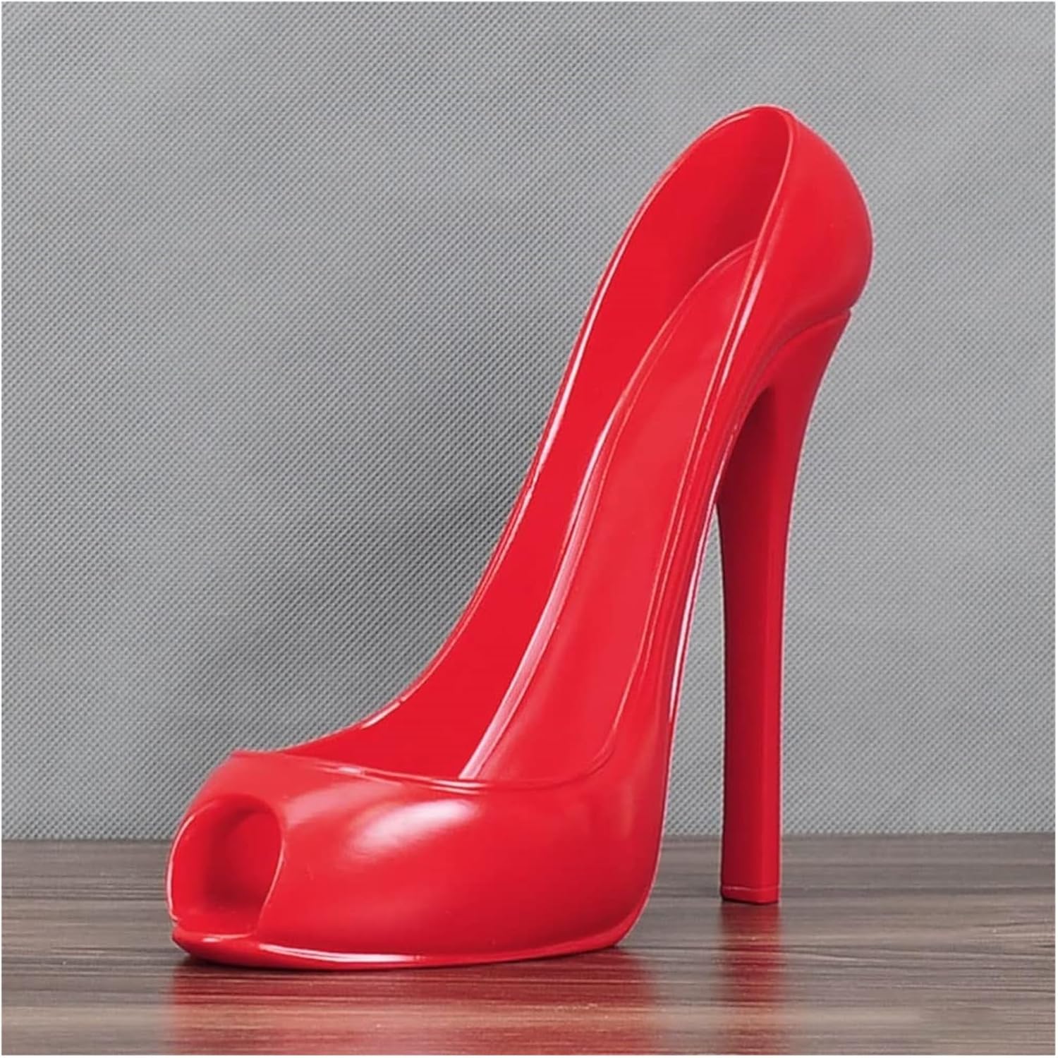 Red Freestanding Wine Rack with High Heel Design