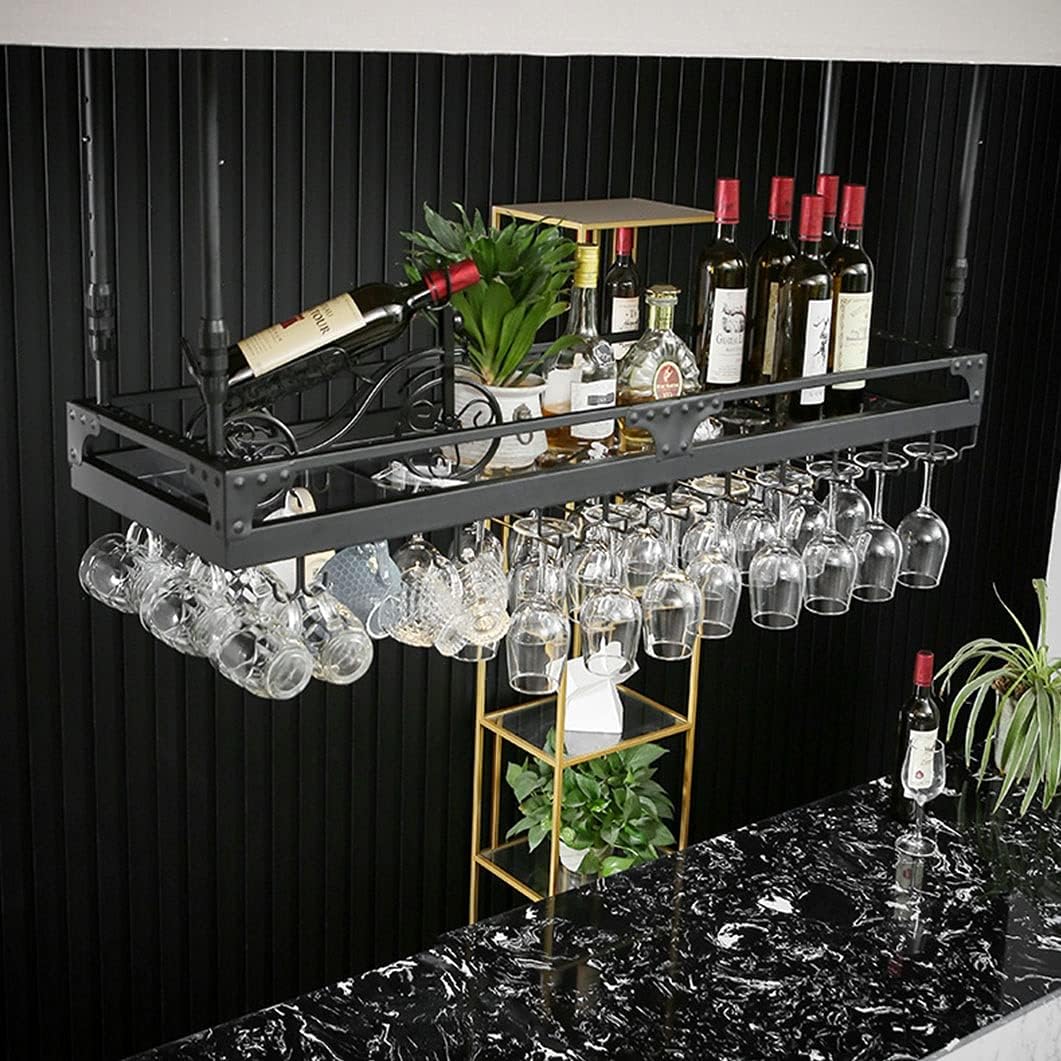 ZJDYDY Wall-Mounted Wine Rack with Adjustable Hanging Rod