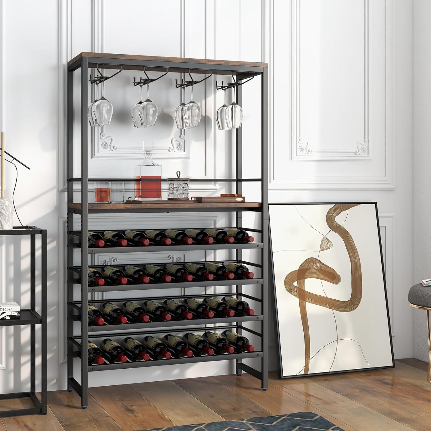 Giantex 4-Tier Freestanding Wine Rack 32 Bottles 16 Glasses