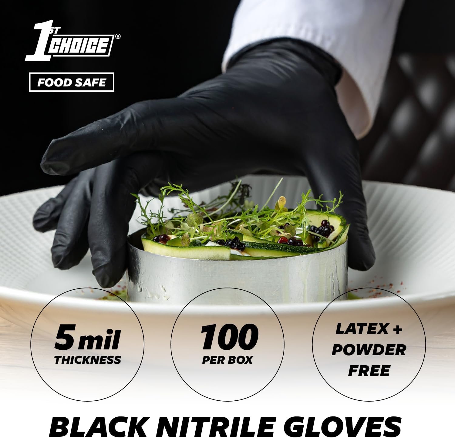 1st Choice Nitrile Gloves 5 Mil Black XL