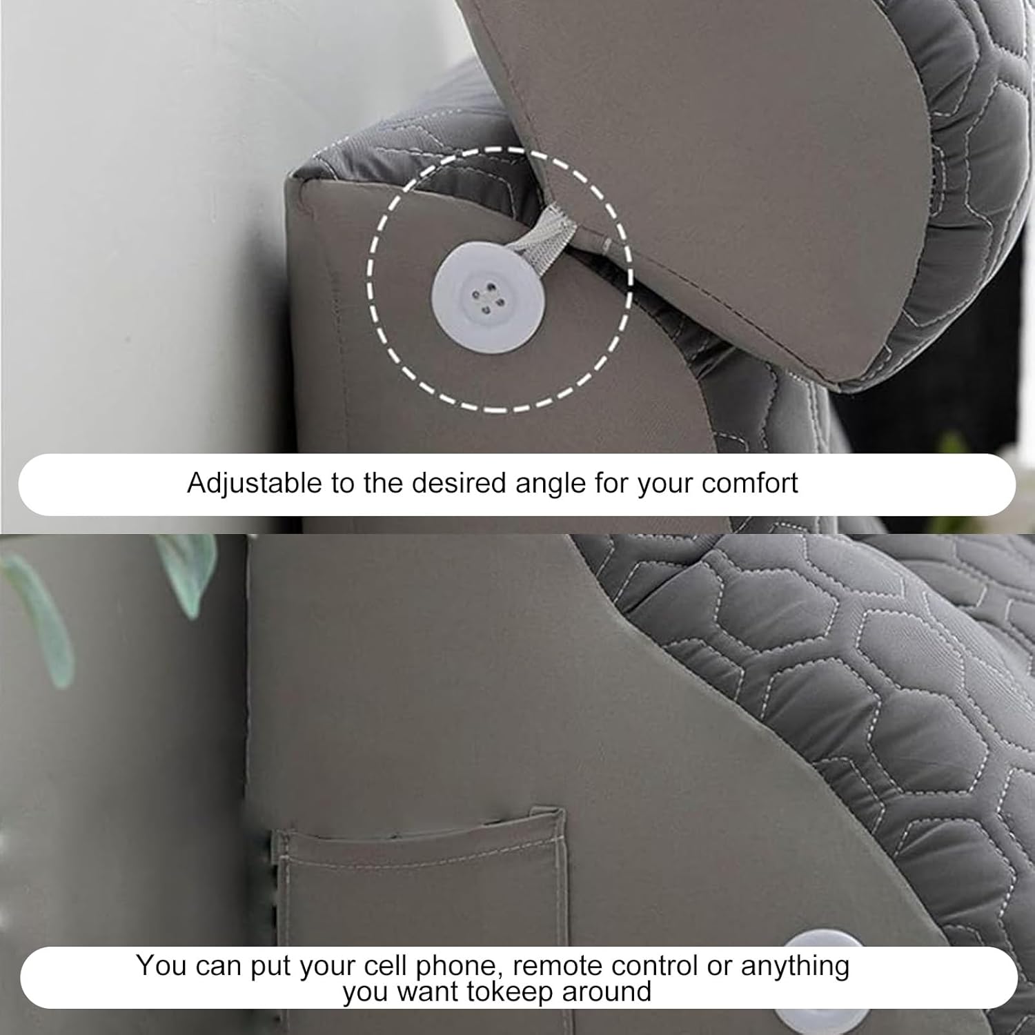 Adjustable Reading Pillow with Storage Pocket and Cooling Cover