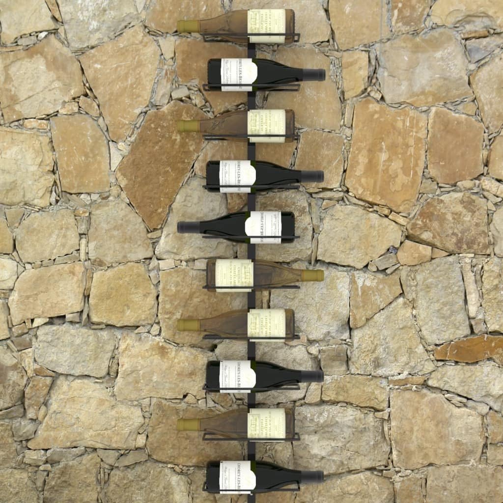 THOYTOUI 10-Bottle Wall-Mounted Wine Rack Black Metal