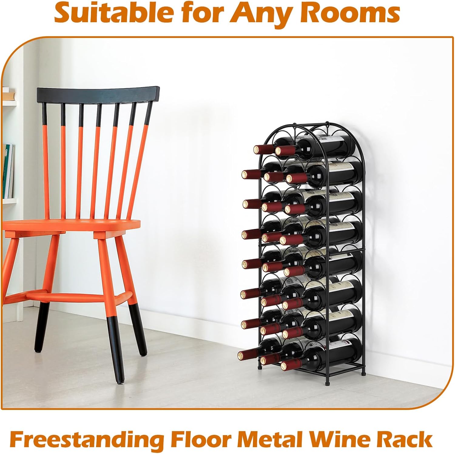 ETELI 23 Bottles Freestanding Metal Wine Rack Cabinet