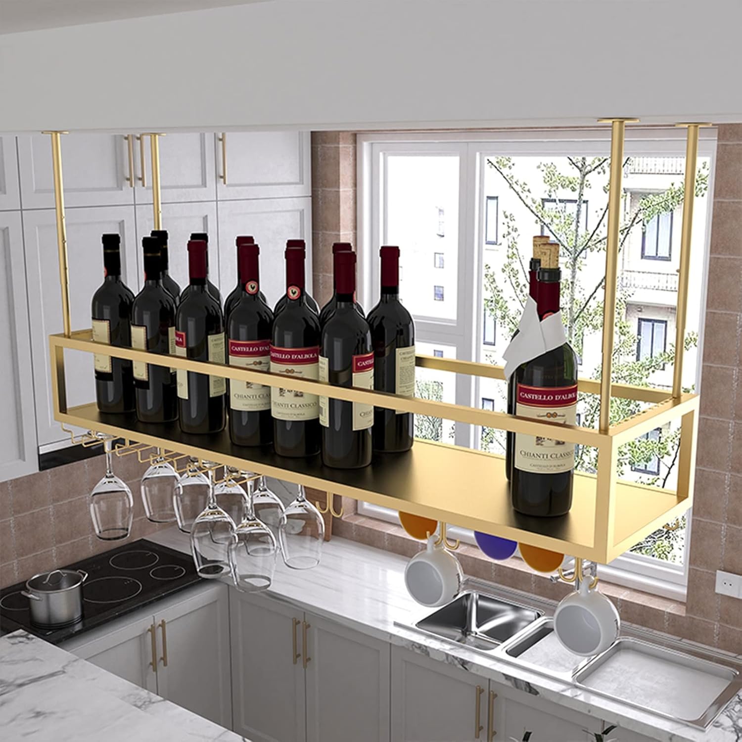 Adjustable Metal Wine Glass Holder for Kitchen and Bar