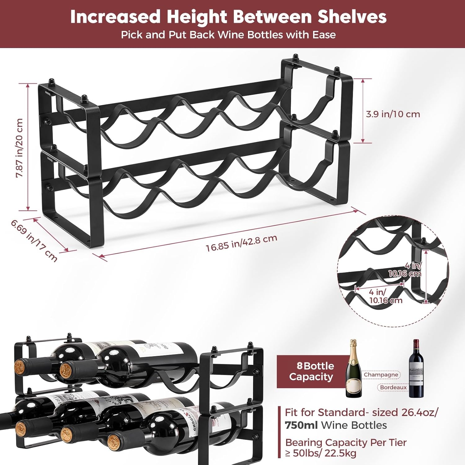 ICOHOT 2 Tier 3 Tier Stackable Wine Rack Bundle