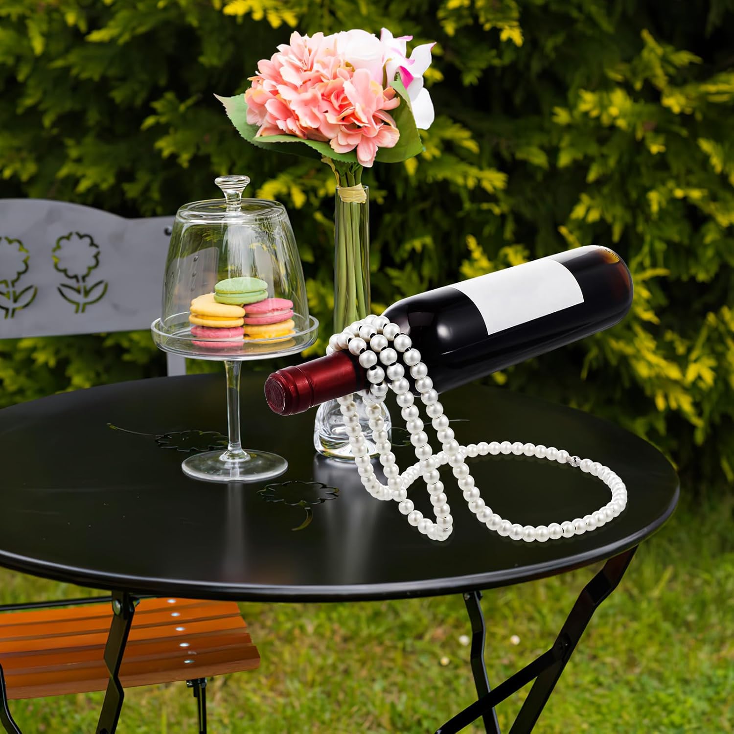 BESPORTBLE Pearl Necklace Wine Rack for Home Bar Decor