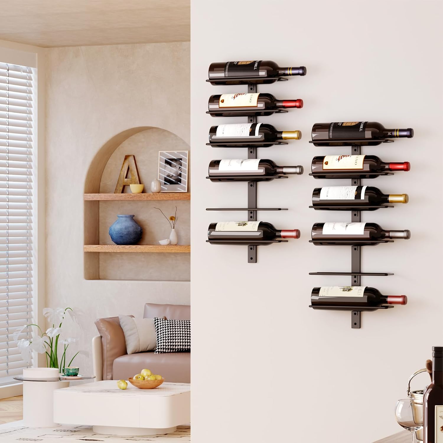 B4Life Wall Mounted 12 Bottle Wine Rack Black