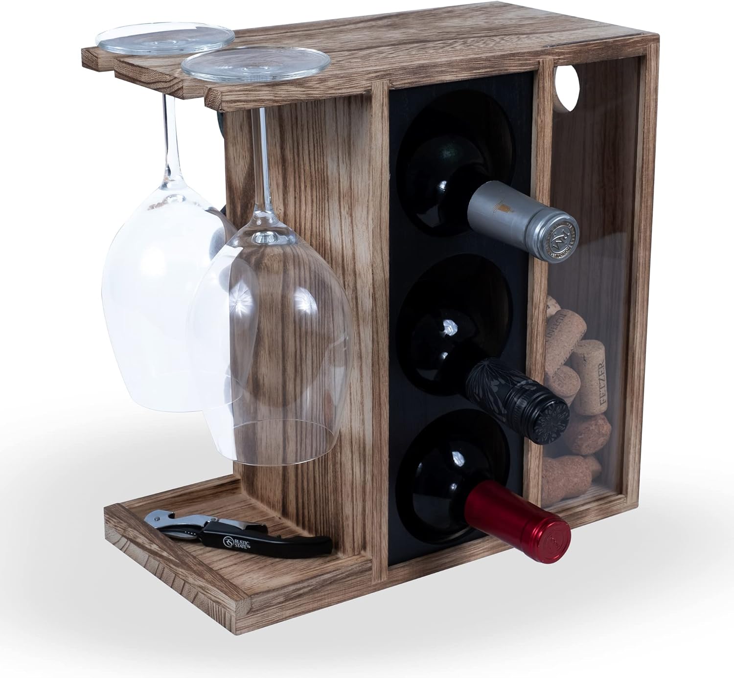 Rustic State Burnt Brown Wine Rack for 3 Bottles