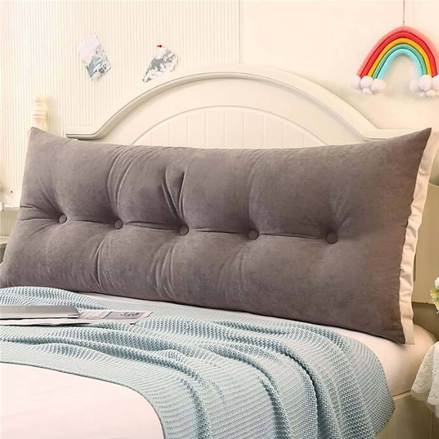 YOODODO Rectangular Headboard Pillow Grey 200x55cm