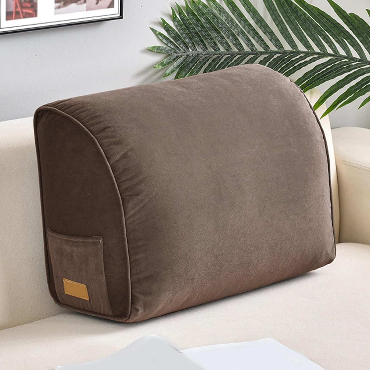 Thick Sofa Back Cushion Removable and Washable Headboard Pillow Brown
