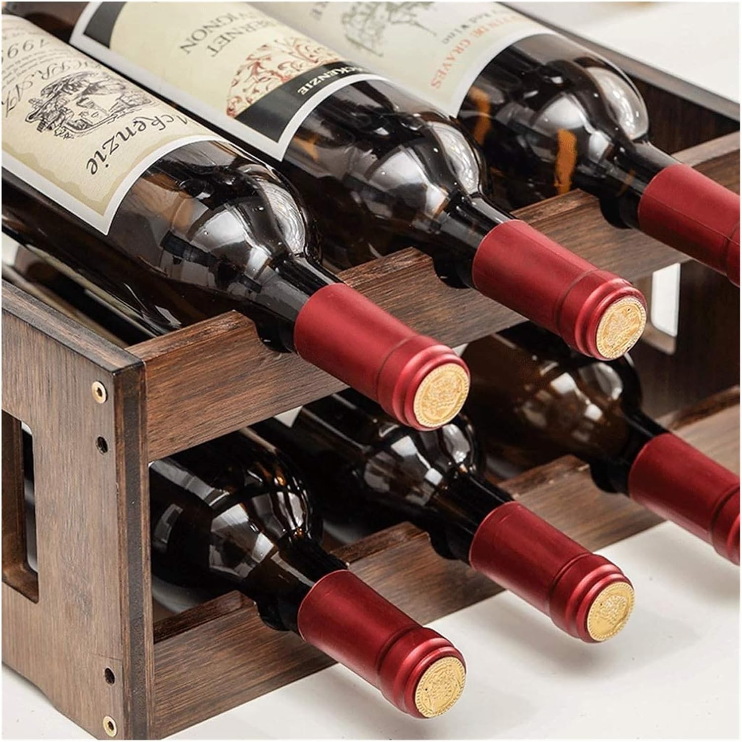 OXOAMP Freestanding Wine Rack with 6 Bottles and Glasses Holder