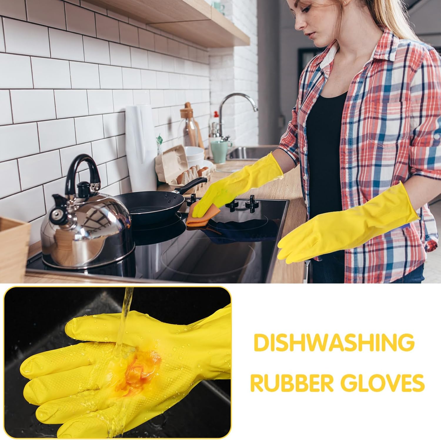 36 Pair Reusable Rubber Dishwashing Gloves for Kitchen Cleaning and Gardening