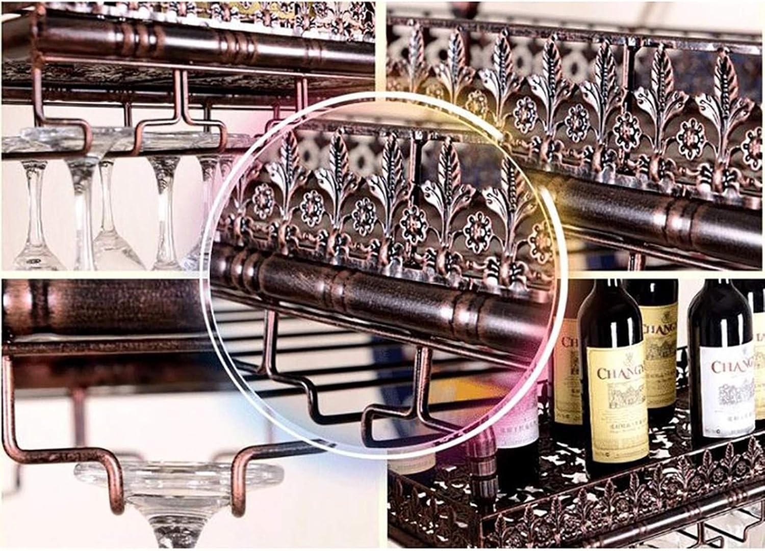 AZMANI Adjustable Metal Wine Rack Bronze 30-60cm