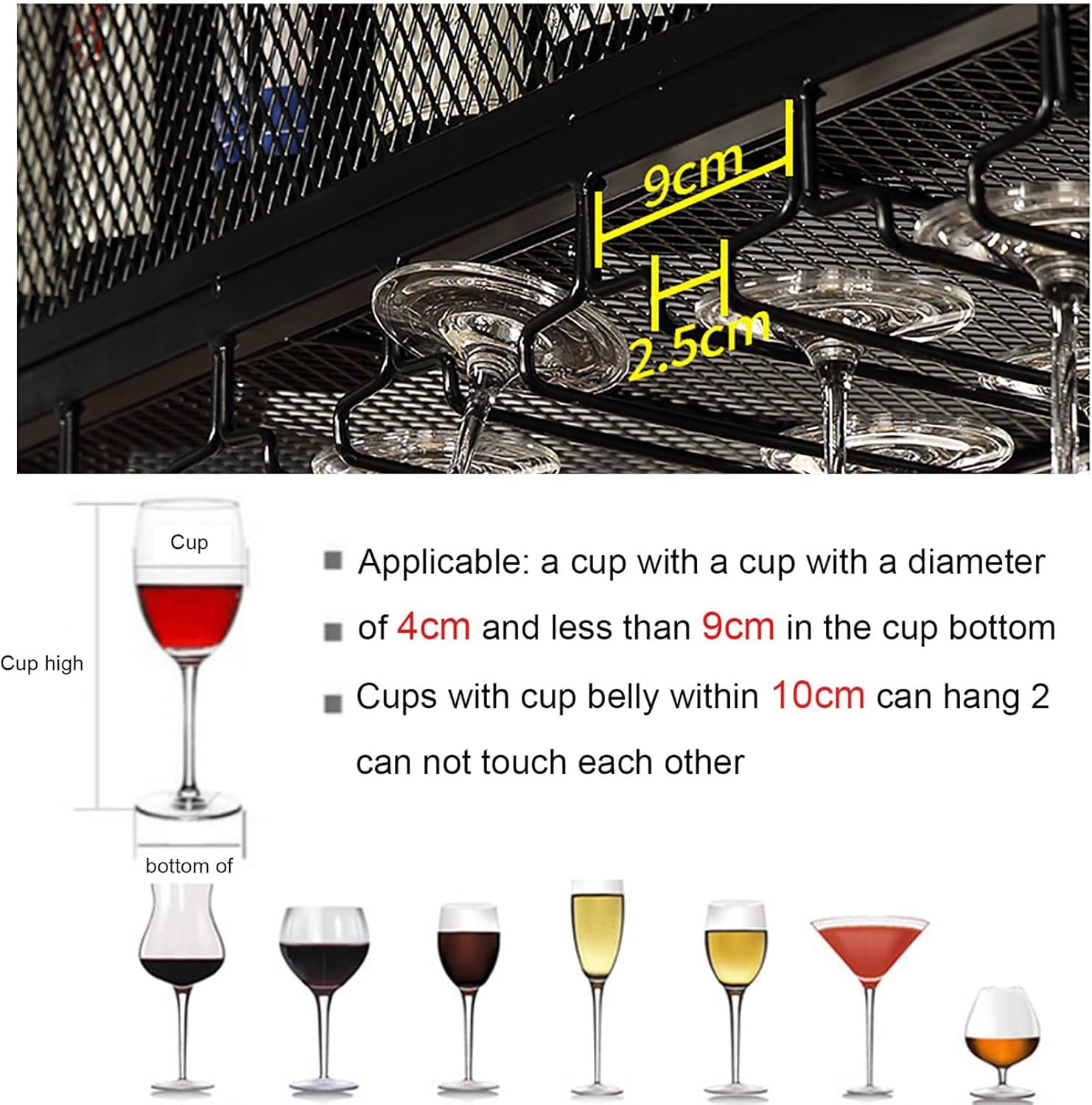 Ceiling Mounted Wine Rack with Adjustable Iron Holder