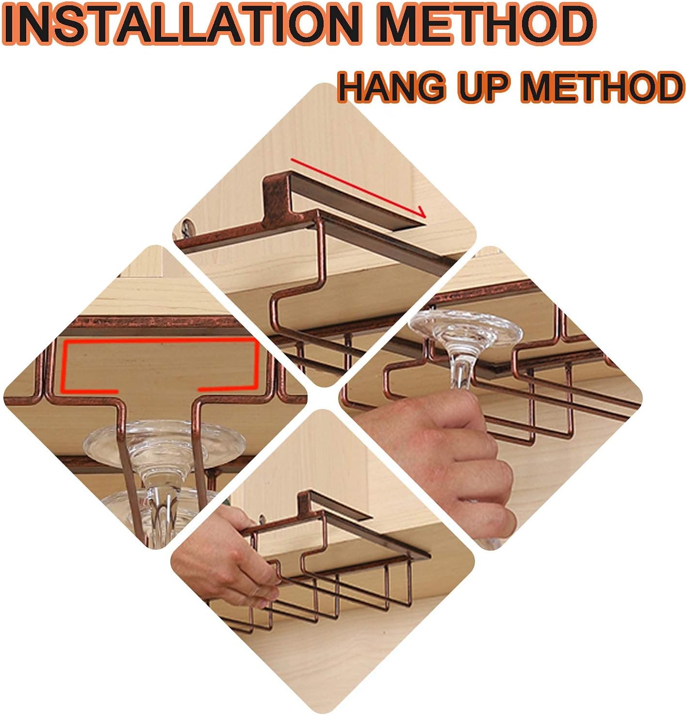 Modern Metal Wine Glass Rack Set - 60Cm Ceiling Mount
