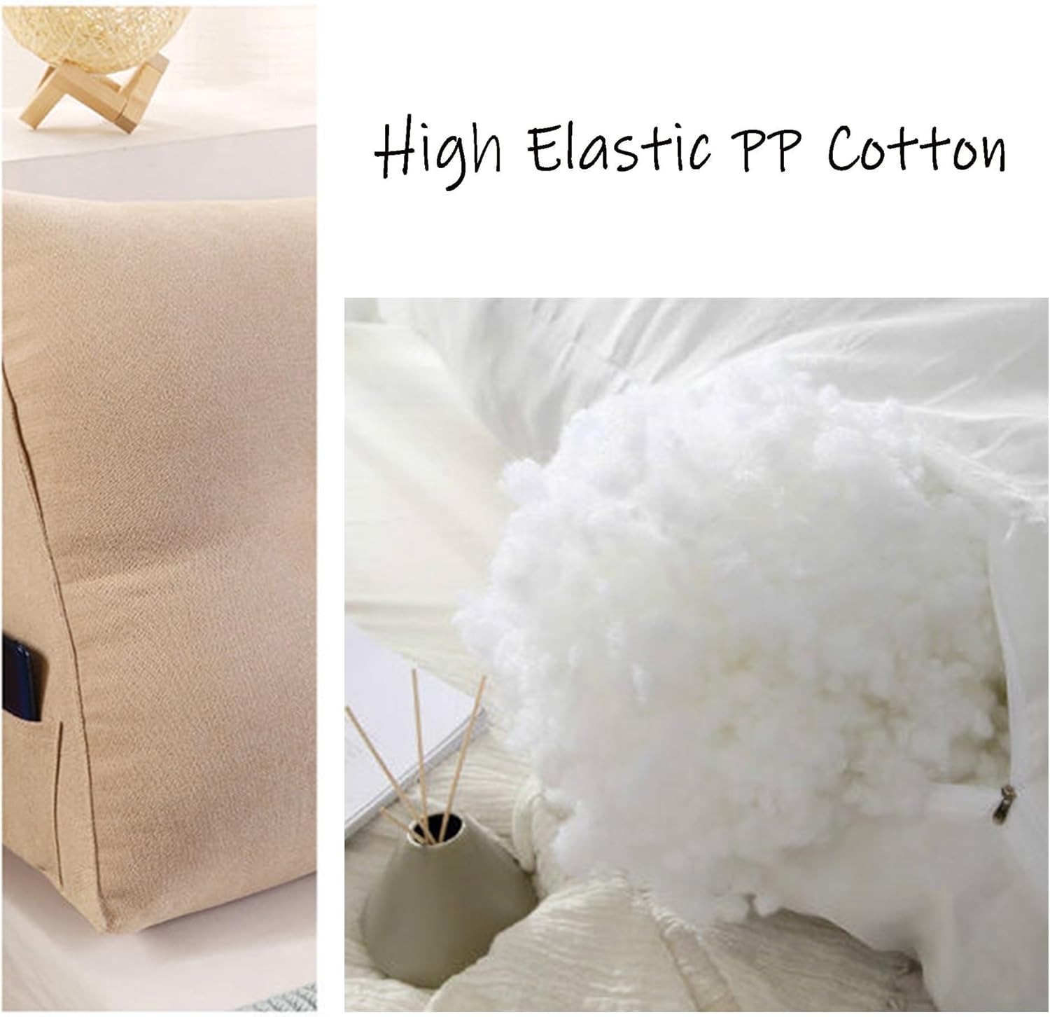 HACSYP Headboard Pillow - Triangular Wedge Cushion Black 200x50x20cm
