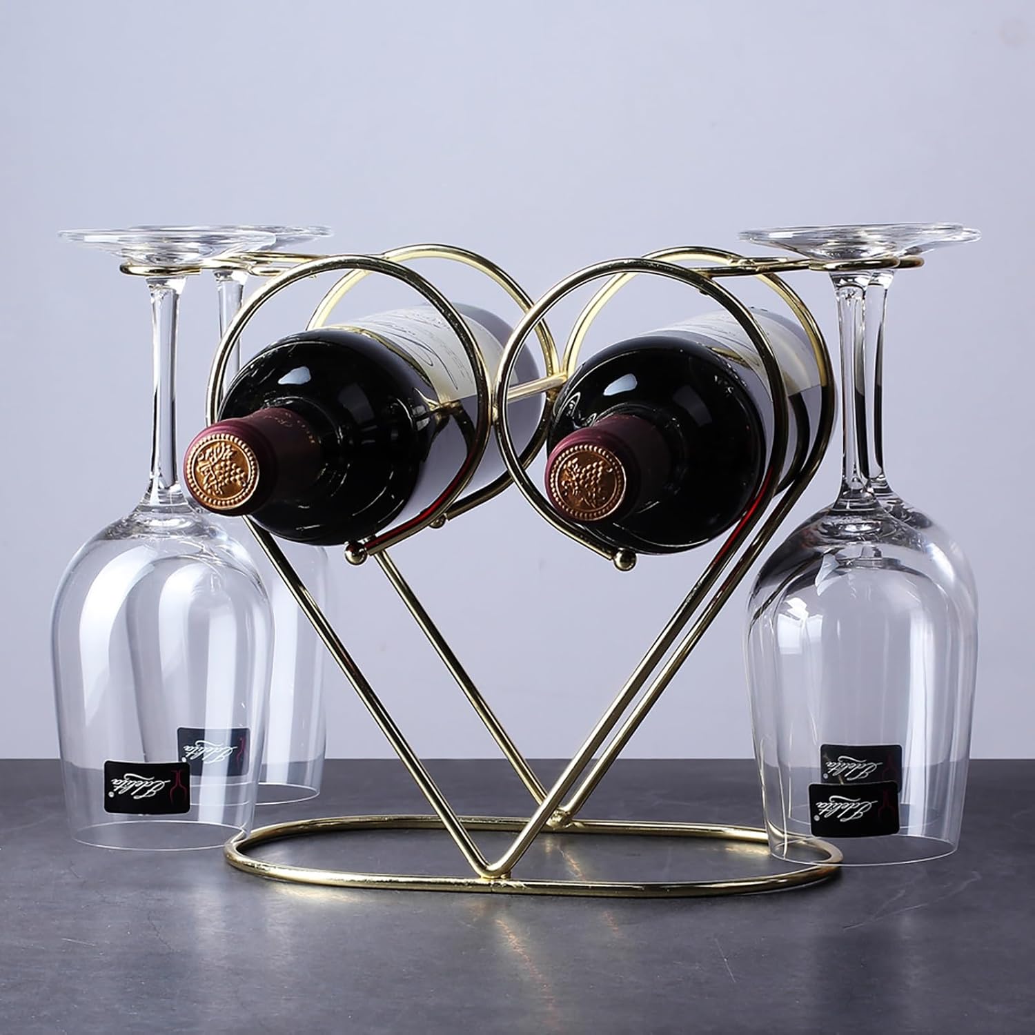 Stainless Steel Heart-shaped 3 Bottle Wine Rack Modern Design